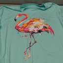 Women's Short Sleeve Round Neck Loose Cute Animal Flamingo Print Tee T-Shirt Top(Green-XXL)