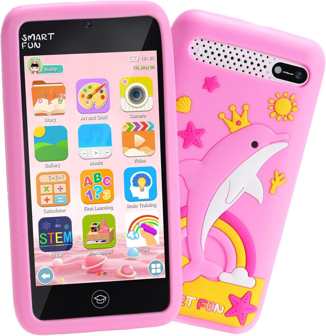 Kids Smart Phone Toys with 3.97" Touchscreen, Birthday Gifts for Kids Ages 3-12, Toddler Learning Cell Phone with Games & Dual Camera, Girls Phone Toys for Age 3 4 5 6 7 8 9 Years Old