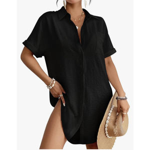 Bsubseach Women Swimsuit Coverup Shirt Dress Button Down Bathing Suit Cover Up Beach Vacation Outfits, Size S