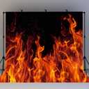 10x10ft Fire Backdrop for Photography Dancing Flame Black Background for Theme Party Portrait Birthday Party Banner Photo Booth Studio Props BJLY77
