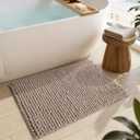 LUMI Chenille Bathroom Rug, Non Slip Absorbent Bath Mat, Beige, 20"x32"