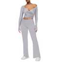 elselect Women's Fall Trendy 2 Piece Outfits Lounge Sets Long Sleeve Shirts Pants Matching Outfit Tracksuits Fashion Clothing, Size XX