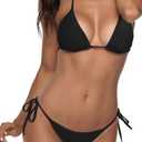 Women Two Piece Swimsuit Sexy Swimwear Halter String Triangle Bikini Sets (Black, M)