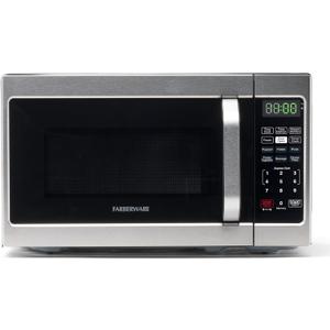 Farberware 0.7 Cu. Ft. Countertop Microwave Oven  700 Watts Power, Auto Cook Settings, Defrost, Easy Clean and Child Safety Lock - Stainless