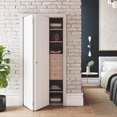 SMARTSTANDARD 32" x 80" Bifold Closet Doors, 1-Panel Paintable White Primed Bi-fold Door, Interior Door with Hardware Kits, 31 2/5"*78 2/5" Two Sides Molded Design, Pre-drilled Doors