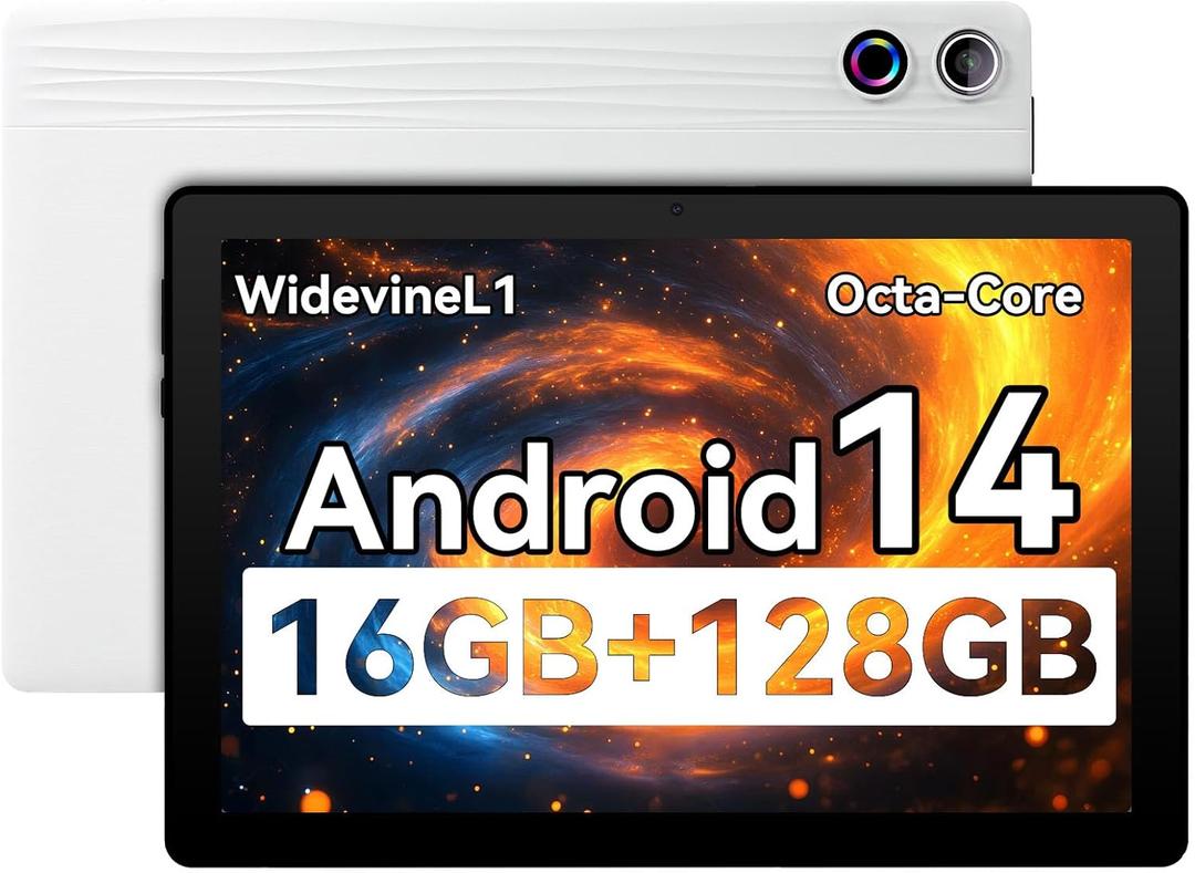 Tablet, Android Tablet, 16GB RAM 128GB ROM 1TB Expansion, 8-Core Processor, Android 14, 11 inch 1280x800 FHD Touch Screen, Widevine L1, Dynamic Halo, Dual Camera, WiFi6,BT5.3, 6800mAh Battery