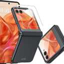CENMASO for Motorola Razr 2025 Case/Razr 2024 Case with Hinge Protection & Built-in Screen Protector, Slim Full-Body Rugged Anti-Scratch Shockproof Protection Phone Case for Moto Razr 2025/2024-Black
