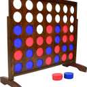 GoSports 4 Foot Giant Wooden 4-in-a-Row Connect Game – Jumbo Party Size with Heavy-Duty Coins – Easy Setup and Portable Design for Indoor and Outdoor Yard Game for Adults, Large