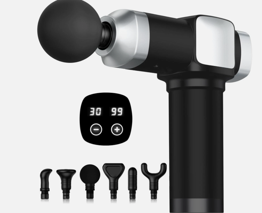 CAMEFER Deep Tissue Massage Gun, Portable Percussion Muscle Massager with 30 Speeds & 5 Attachments, Handheld Electric Back & Neck Massager for Pain Relief