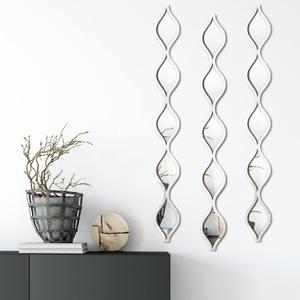 Yulejo 3 Pcs Acrylic Teardrop Mirror Wall Decor Decorative Mirror Narrow Decor Boho Vintage Wall Decals Art for Apartment Home Living Room Bathroom Bedroom Hallway (Silver Edge)