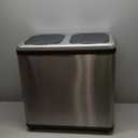 iTouchless 16 Gallon / 60L Stainless Steel Dual Compartment Sensor Kitchen Trash Can and Recycle Bin with Wheels  Rectangular Garbage Can with Touchless Motion Sensor Lid & Removable Inner Buckets