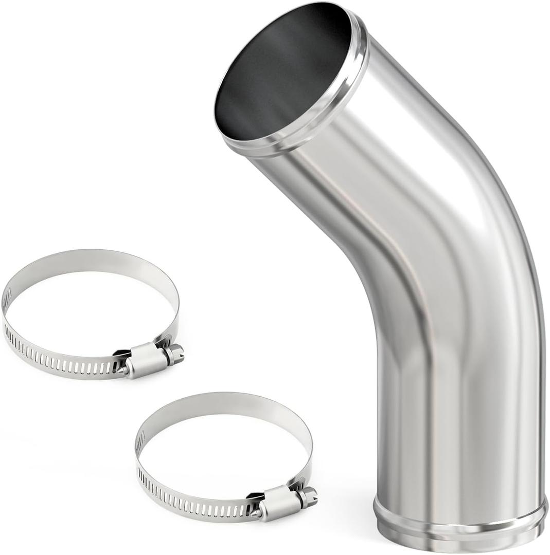 GASHER 1PCS 45 Degree Elbow Aluminum Alloy Tube Intercooler Pipe Air Intake Tube 3.5"OD, Leg Length 12" (300mm) with Bead Roll