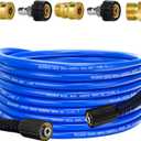 Pressure Power Washer Hose 30 FT x 1/4", Super Flexible Kink Resistant Car Washer Replacement with M22 Fittings & 3/8" Quick Connect Adapters for Ryobi Troy Bilt Flexzilla Greenworks & More, 4200PSI
