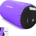 VOFiTNY Gymnastics Tumbling Equipment Air Barrel Inflatable Octagon Tumbler Roller Back-bend Trainer Cheerleading Without Pump (2.6'L x 1.55'D, Black/Purple No Pump)