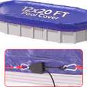 12x20 FT Oval Winter Pool Cover, Steel Cable and Pulley, Above Ground Pools