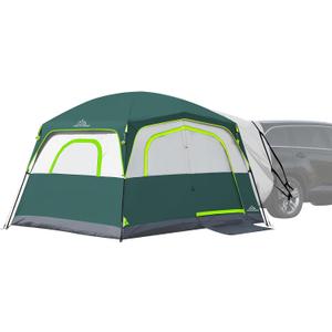 JELUCAMP SUV Tents for Camping 6 Person Waterproof, Car Family Camping Tent with Tailgate Attachment for SUV, Jeep, Truck with Cap, Easy Setup Large Tent for Outdoor Camping