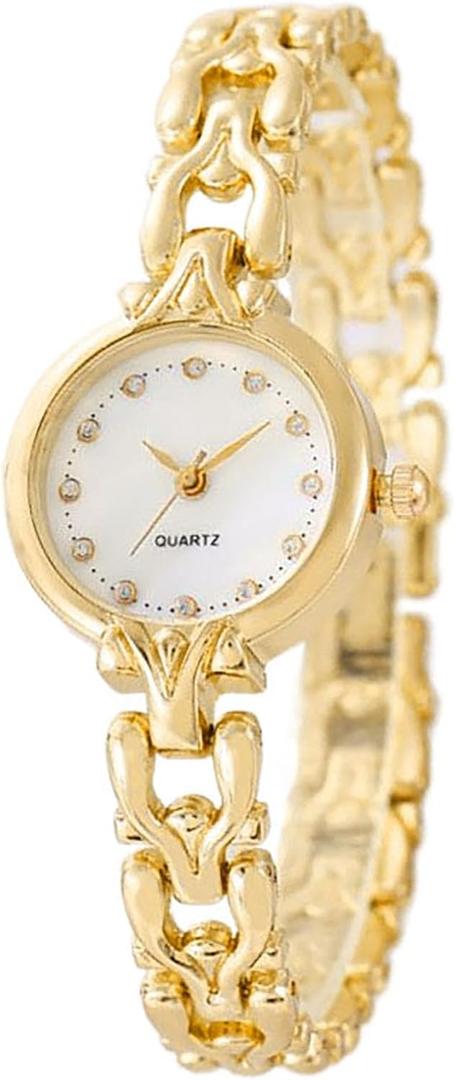 ADSBIAOYE Women Gold Bracelet Wrist watchs Minimalist Diamond watchs Stainless Steel Quartz Waterproof Watches