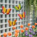 dreamskip 4 Pcs Metal Butterfly Wall Decor Art, Colorful Metal Butterflies Outdoor Wall Art, Hand-Crafted Outdoor Wall Decor For Yard, Garden, Fence, Patio, Living Room, Bedroom Decoration