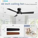 VOLISUN Ceiling Fans with Lights Flush Mount, 42 inch Low Profile Ceiling Fan with Light and Remote, Queit & Reversible Motor,3CCT, Dimmable, Black Modern Ceilings Fans for Bedroom, Living Room