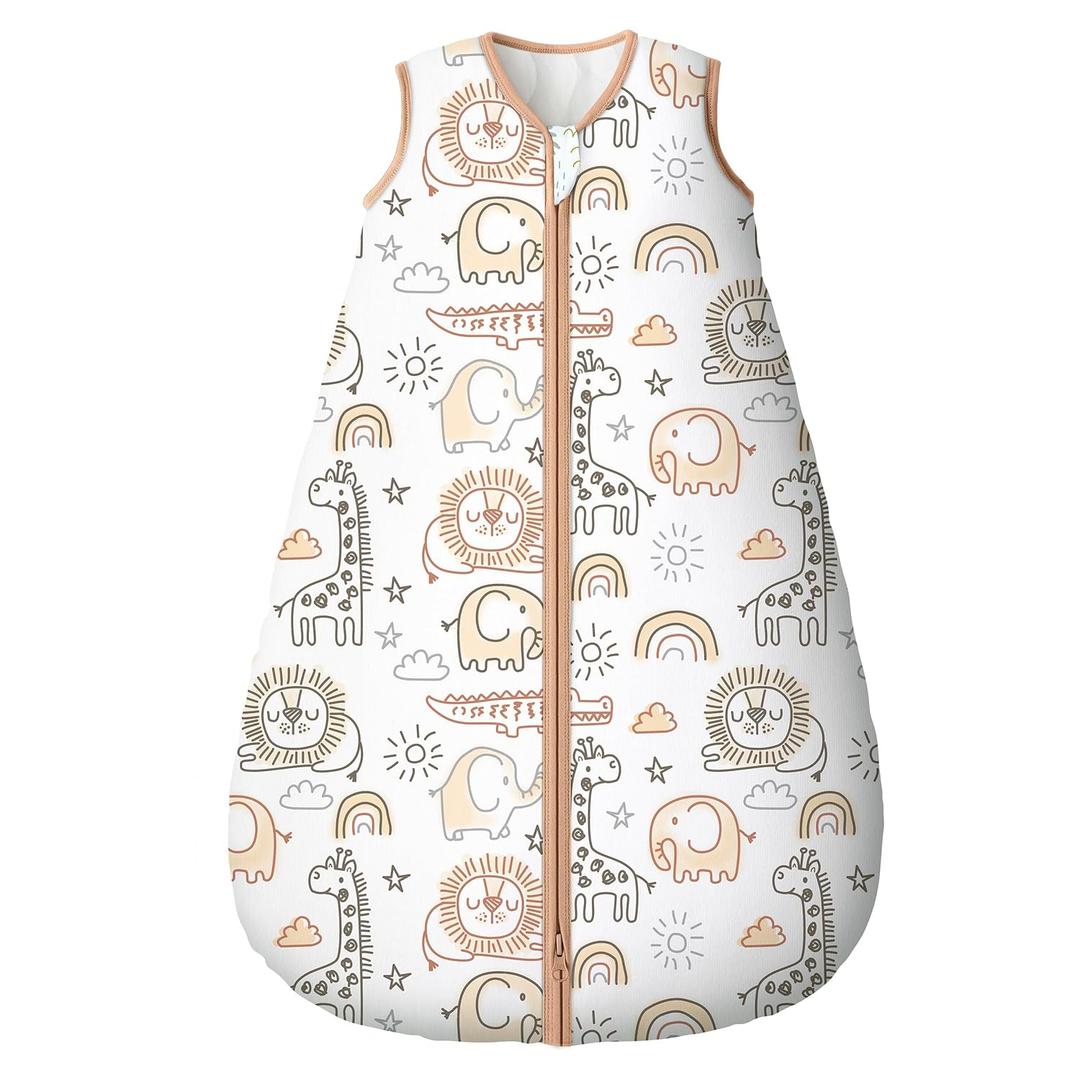 Yoofoss Baby Sleep Sack 12-18 Months, TOG 2.5 Baby Wearable Blanket with 2-Way Zipper, 100% Organic Cotton Fabric Winter Newborn Sleeping sack, Warm Soft Comfy(Large) (Brown Giraffe)