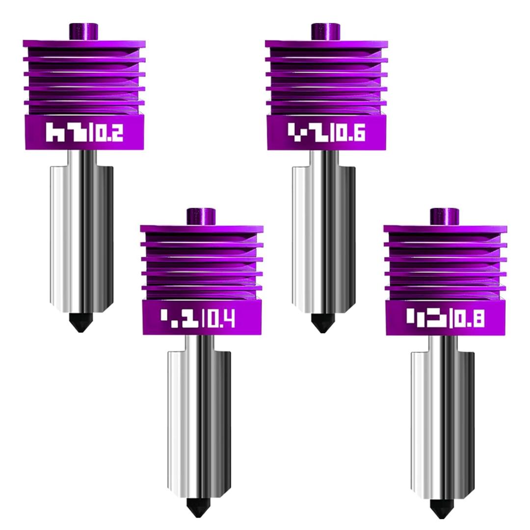 4-Pack Upgraded H2/P2S Hotend Kit with Anti-Stick MPVD Coating - High Speed Hardened Steel P2S Nozzle for Bambu Lab P2S,H2S,H2C,H2D,A1,A1mini 3D Printers, Bamboo P2S Parts(0.2/0.4/0.6/0.8mm)