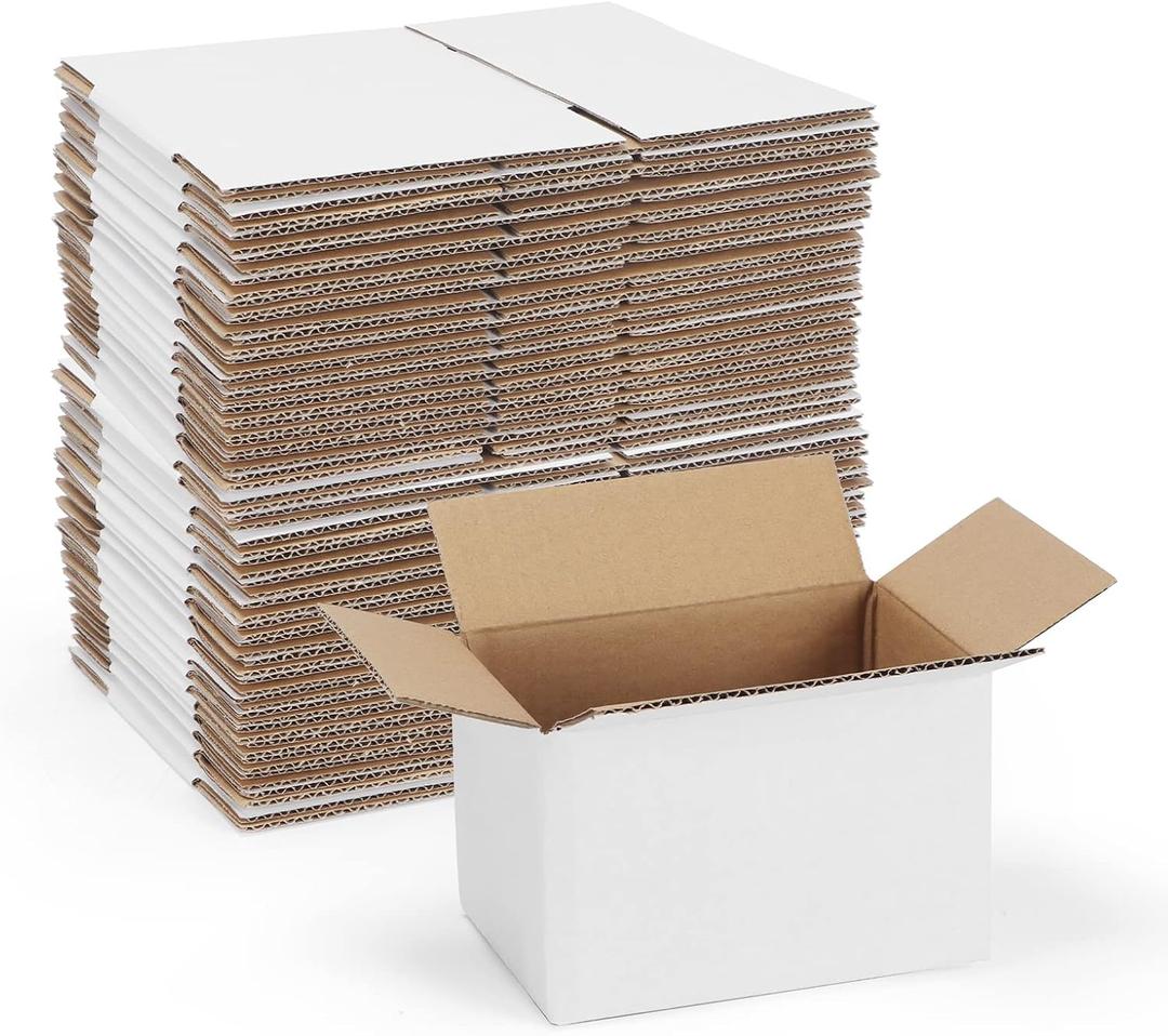 6x4x4 Shipping Boxes Set of 40, White Corrugated Cardboard Box for Small Business Mailing