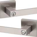 Kwikset Singapore Entry Door Handle with Lock and Key, Secure Keyed Reversible Lever Exterior, For Front Entrance and Bedrooms, Satin Nickel, Pick Resistant Smartkey Rekey Security and Microban (1 Pack)