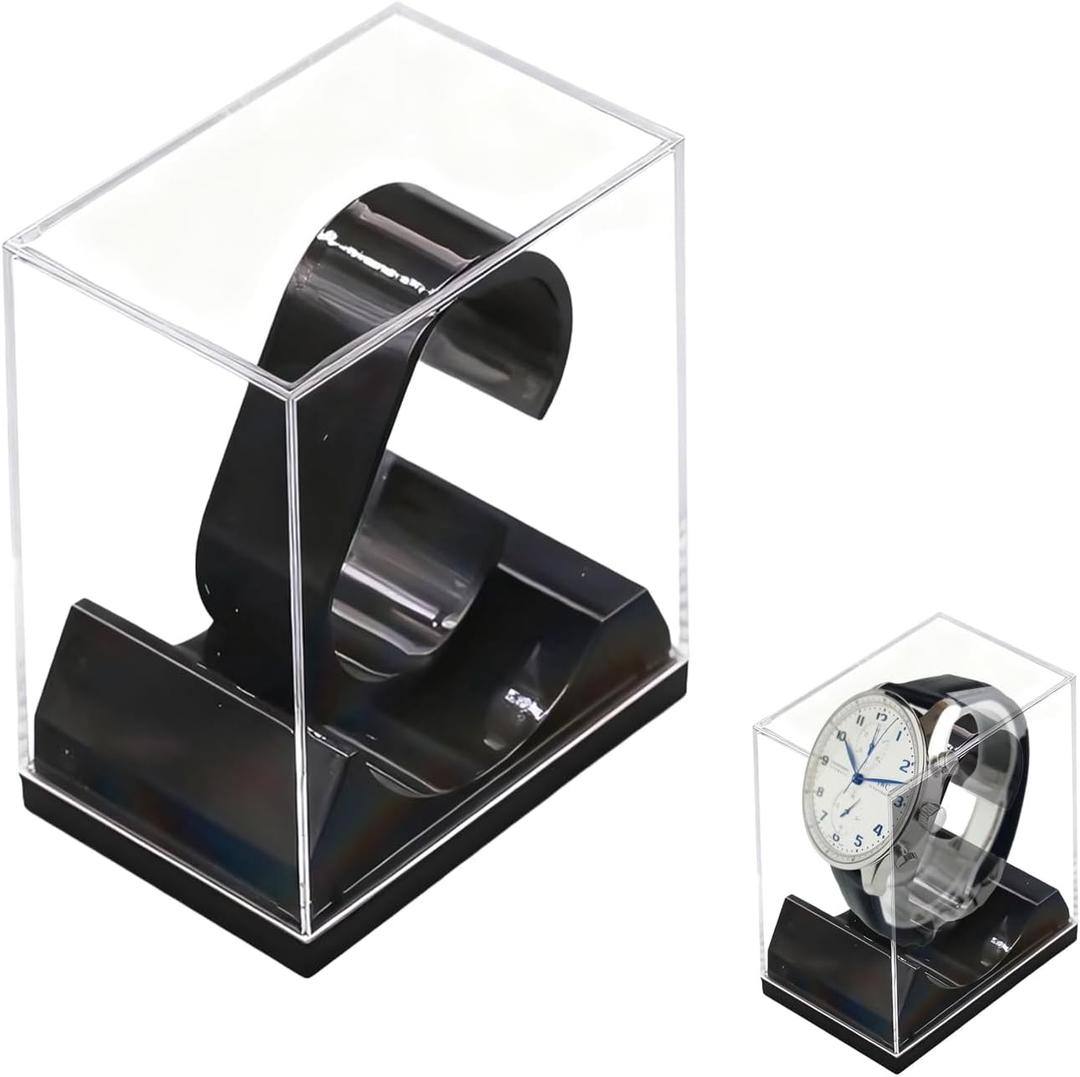 Black Watch Display Stand Box Single Watch Holder Case for Men and Women Acrylic Bracelet Display Rack Jewelry Holder Stand Watch Organizer and Storage Case