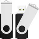 JUANWE 128GB Flash Drive 2 PCS, 2.0 Thumb Drive USB Drives Pendrive for File Storage Data Transfer, High Capacity Zip Drive Portable USB Storage Flashdrives 360 Swivel Cap, Jump Drive 128G2 Black