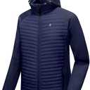 Little Donkey Andy Men's Insulated Hiking Jacket, Hooded Thermal Running Hybrid Jacket, Dark Blue Size XXL