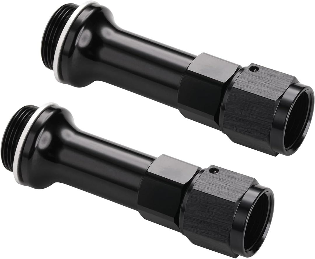 8AN Female Flare to 7/8-20 Carb Carburetor Inlet Fitting Adapter 3 Inch Extended Length Aluminum Black, Pack of 2