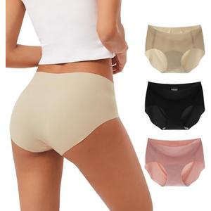 INNERSY Women's Seamless No Show Hipster Panties Invisible Light Underwear 3-Pack XL