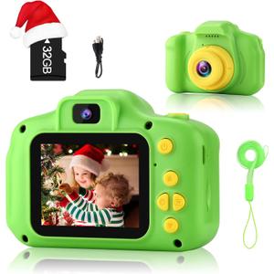 GKTZ Toys for Girls Age 3-8, Kids Camera Digital Video Toddler Camera Children Camcorder Birthday Gifts for 3 4 5 6 7 8 Year Old Girls with 32GB SD Card (Green)