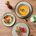 AmorArc Ceramic Dinner Plates Set of 6, 10.5 Inch Handmade Reactive Glaze Stoneware Plates, Rustic Shape Dinnerware Dish Set for Kitchen, Microwave & Dishwasher Safe, Scratch Resistant