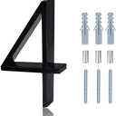 Modern House Numbers - 5 Inch Floating House Numbers With Nail Kit And Instructions Easy To Install, High Gloss Black Number 4