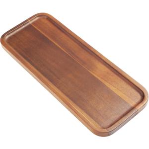 Small Solid Acacia Wood Serving Trays and Platters - Wooden Mini Charcuterie Boards, Rectangle Cheese Board for Food, Bathroom, Home Decor, Kitchen Counter, (14" x 5.5", 1 Pack)