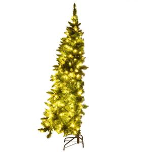 Costway 6ft Pre-lit PVC Artificial Half Christmas Tree 250 LED Lights