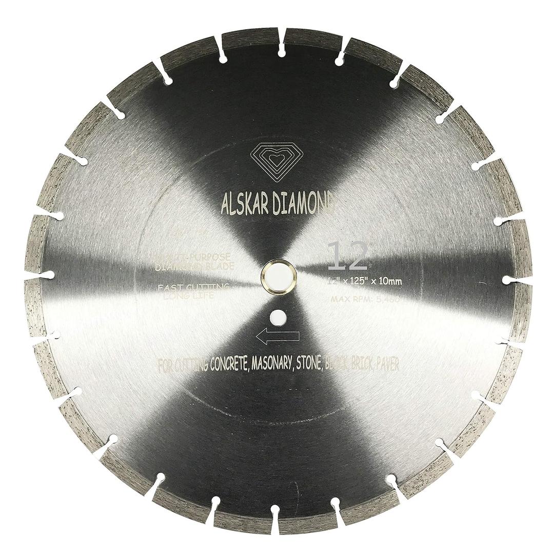 USA ADLSS 12 inch Dry or Wet Cutting General Purpose Segmented High Speed Diamond Saw Blades for Concrete Stone Brick Masonry with Arbor 1"-20mm (12")