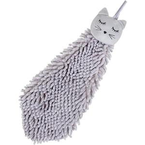 Creative Hanging Hand Towel Thick Absorbent Grey Square Drying Cloth for Kitchen and Bathroom Use, grey