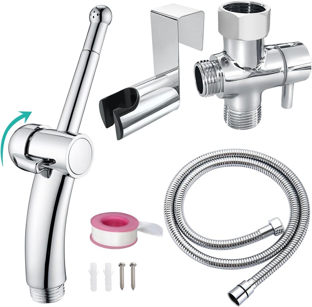 BARROCK Bidet Sprayer for Existing Toilet, Advanced Handheld Ergonomic Jet Spray Set with Precision Water Pressure Control for Muslim Shower/Feminine Hygiene/Pet Cleaning, Chrome