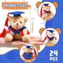 Zomiboo 24 Pcs 2026 Graduation Bears Bulk 3.54 Inches Mini Graduation Plush Tiny Bear Grad Stuffed Animals with Cap for Ceremony Party Gifts(Blue Cap)
