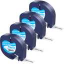 4Pack dymo Label Maker Refills Compatible with DYMO LetraTag Label Maker Refill 91331 White Plastic Tape 12mm x 4m (1/ 2" x 13') for Labeler Letra Tag 200B LT 100H 100T Plus