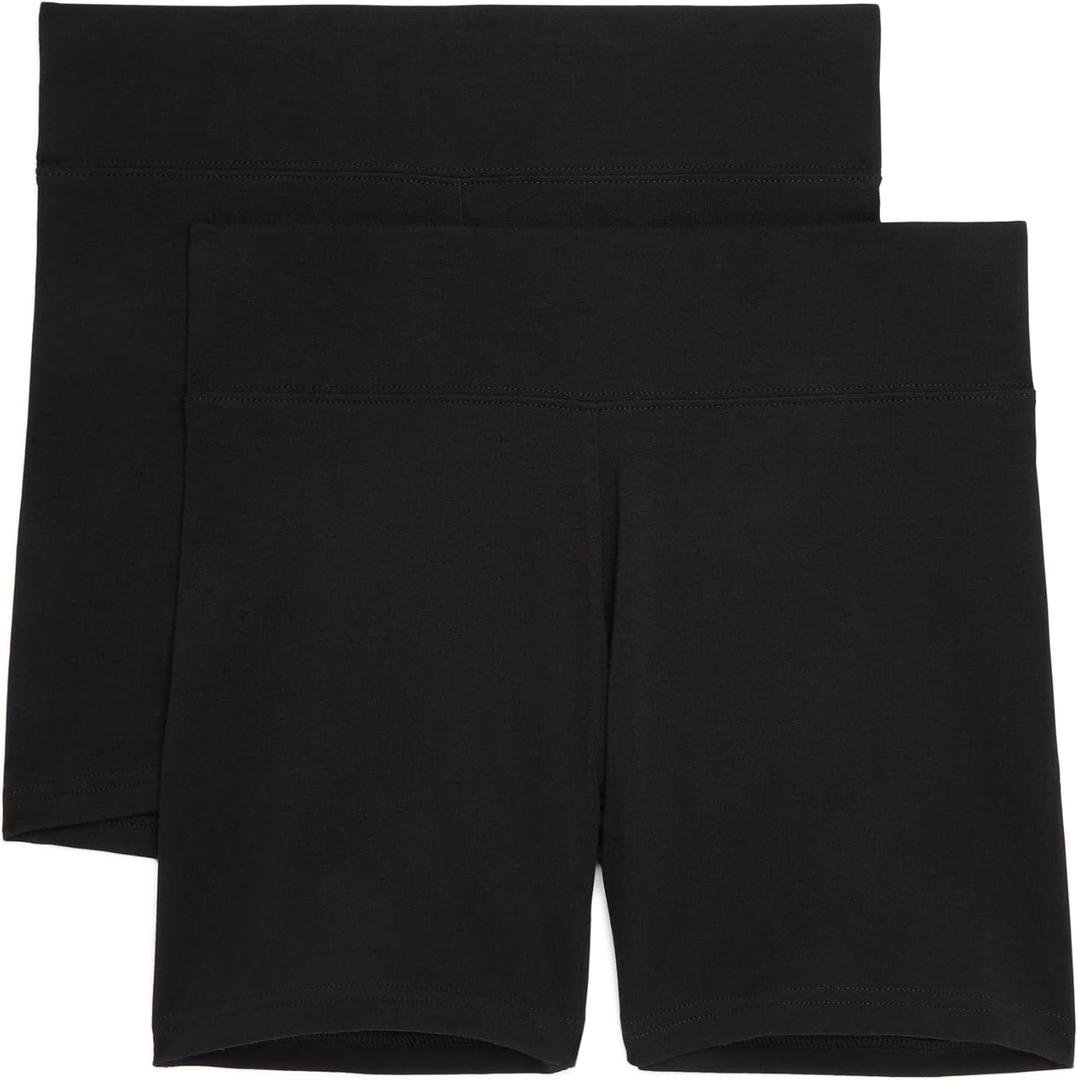 Jockey Women's 2 Pack 5'' Active Bike Shorts (Deep Black/Deep Black), S