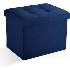 Docvania Ottoman Storage Ottoman Foot Rest Stool Foldable Bench Student Dormitory Bedroom and Entryway Storage 17 X 13 X 13 (Navy Blue)