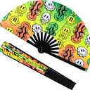 13Inch Large Popping Fans for LINE Dancing Boots Ground Hand Fan Foldable for Women Dances, Music, Festiva,L Gift,Rave,Party