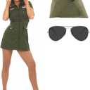 fun shack Womens Fighter Pilot Costume Women, Aviator Costume For Women, Flight Suit Women Costume, Womens Air Force Costume, Medium