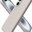 ORNARTO Compatible with iPhone 16 Case 6.1", Slim Liquid Silicone 3 Layers Full Covered Soft Gel Rubber Shockproof Phone Case, Protective Cover with Anti-Scratch Microfiber Lining-Stone Gray