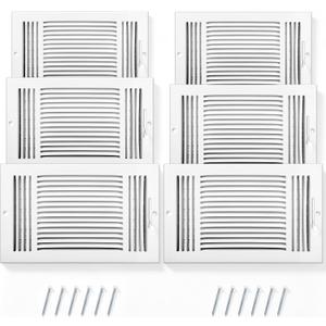 6 Pack Wall Vent Covers Interior Size 14 X 8 Inch, White Steel