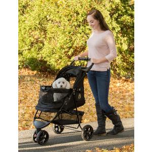 Pet Gear No-Zip Special Edition 3 Wheel Pet Stroller for Cats/Dogs, Zipperless Entry, Easy One-Hand Fold, Removable Liner, Cup Holder, Onyx