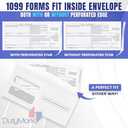 1099 NEC Tax Form Envelopes 50 Pack, Designed for Printed 1099 Forms, Gum Seal, Double-Window, Security Tinted Envelopes